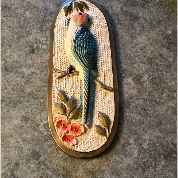 Whimsical Vintage CHALKWARE Bird Wall Hanging 14x5” Excellent Condition - Picture 6 of 8